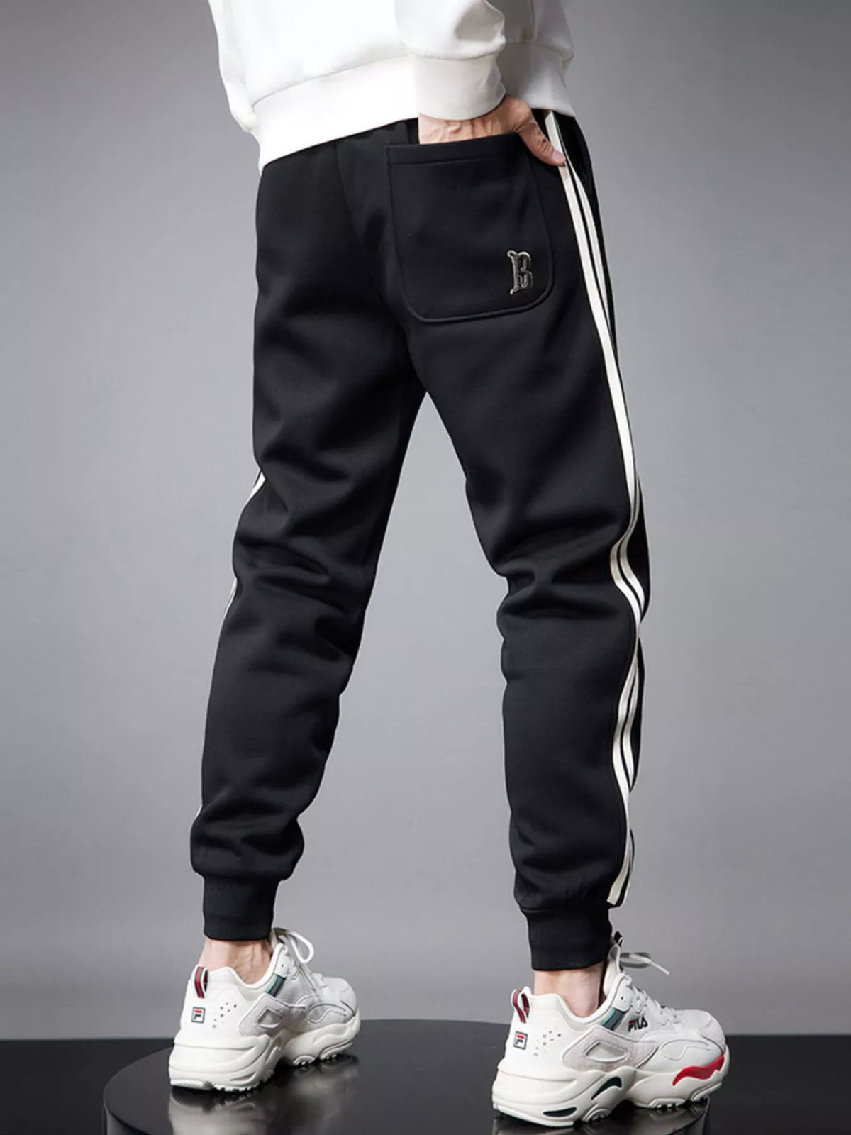 Men's Casual Striped Joggers, view 4