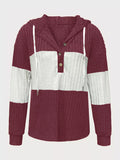Color Block Drawstring Long Sleeve Hoodie - Lilixa.store