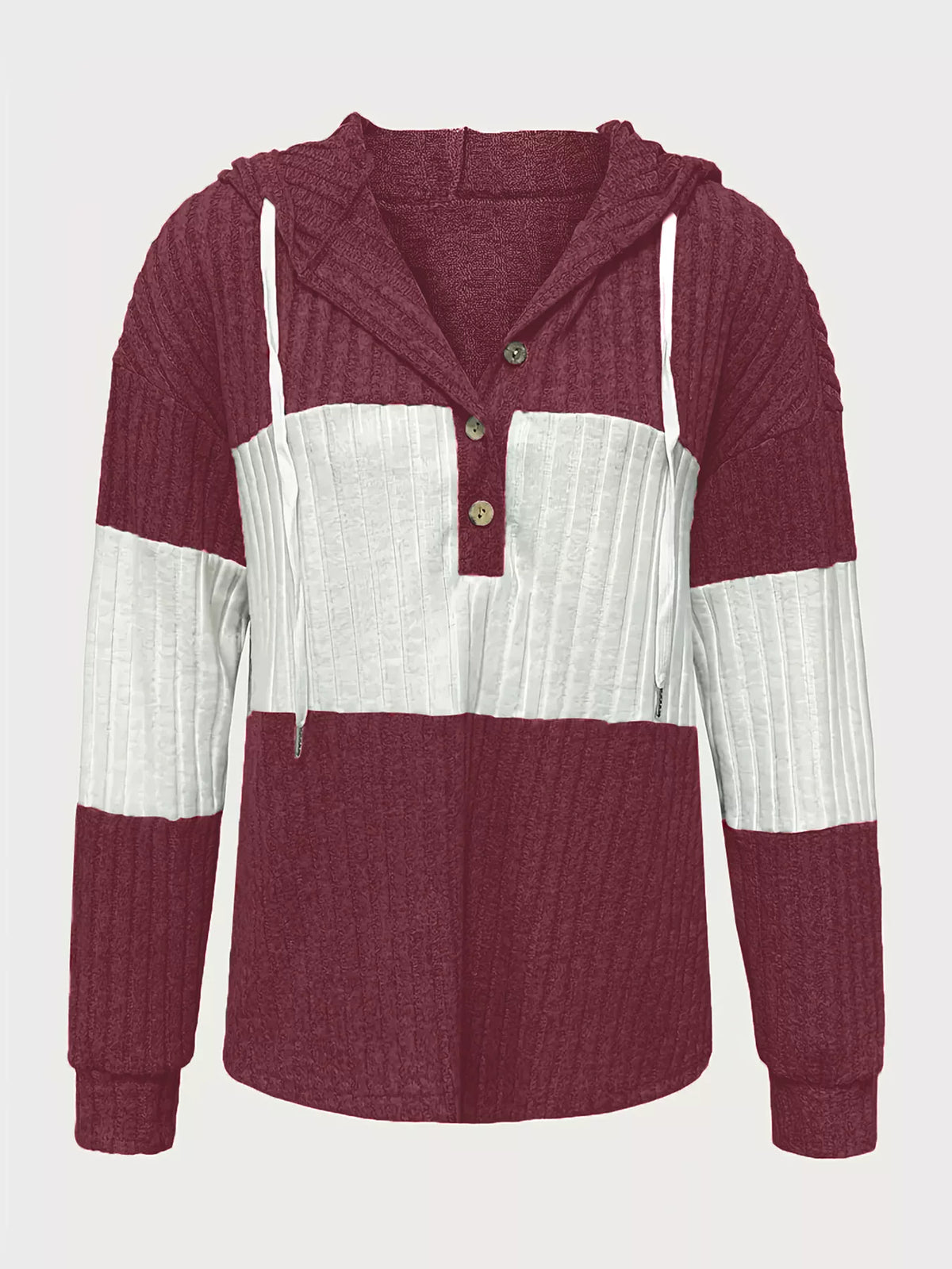 Color Block Drawstring Long Sleeve Hoodie - Lilixa.store