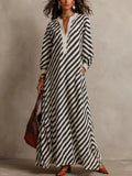 Striped Long Sleeves Maxi Dress - Lilixa.store