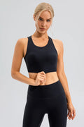 Round Neck Cutout Cropped Active Tank - Lilixa.store