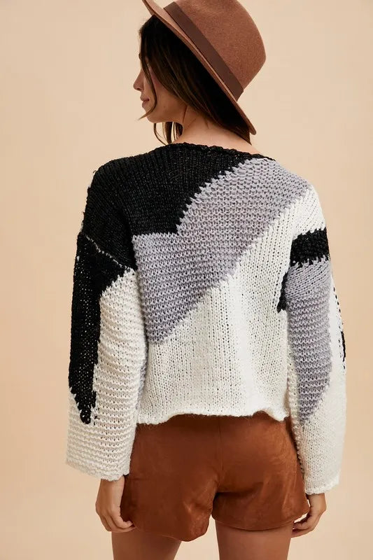 Annie Wear Color Block Drop Shoulder Sweater - Lilixa.store