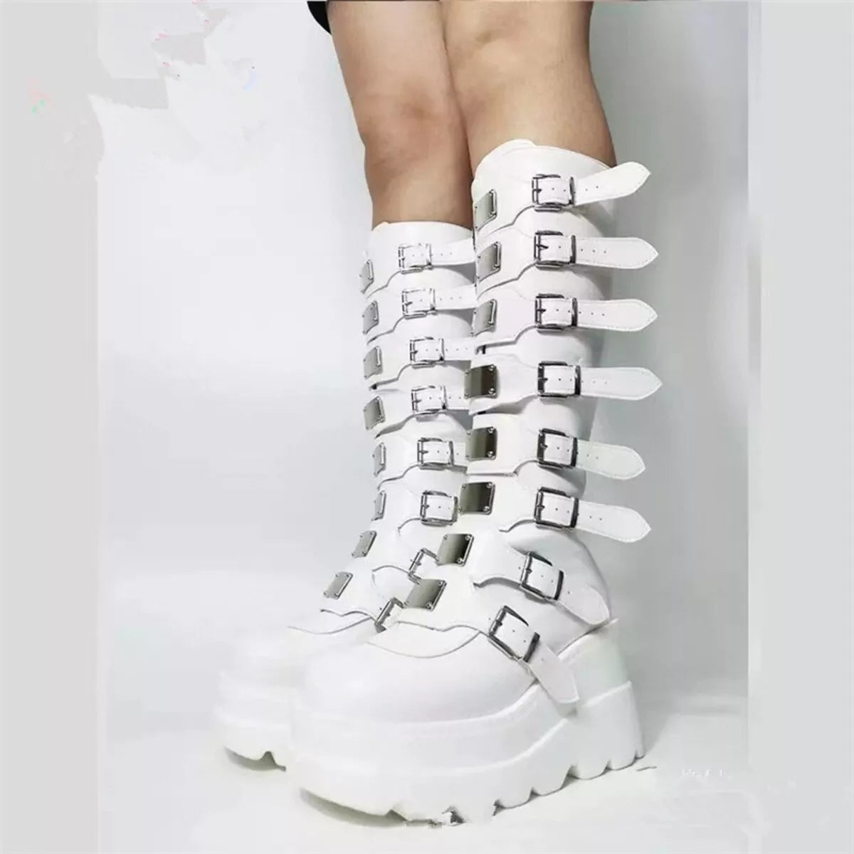 Multi-Buckle Platform Knee-High Boots - Lilixa.store