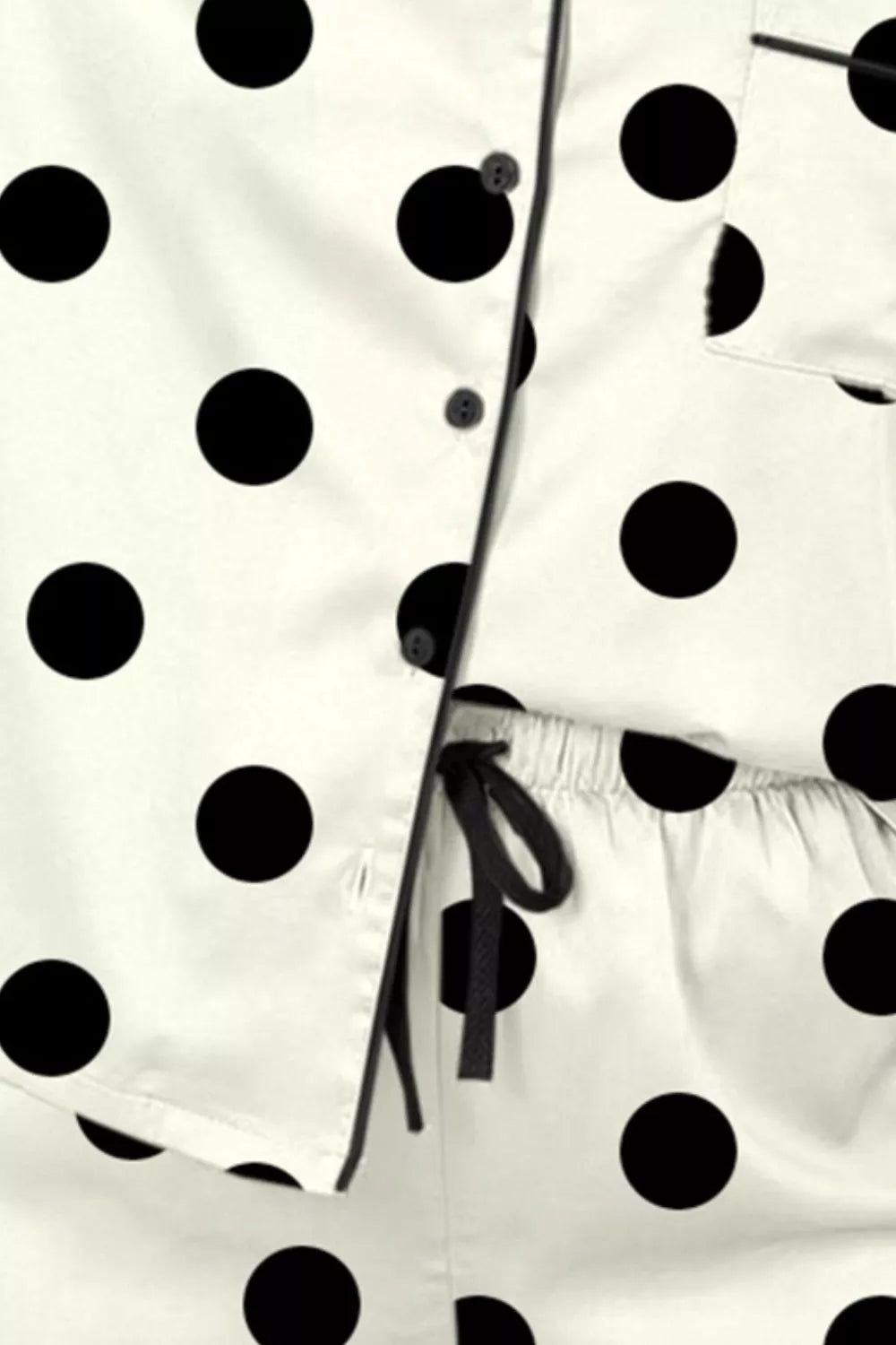 Polka Dot Button Up Top and Shorts Lounge Set - Lilixa.store