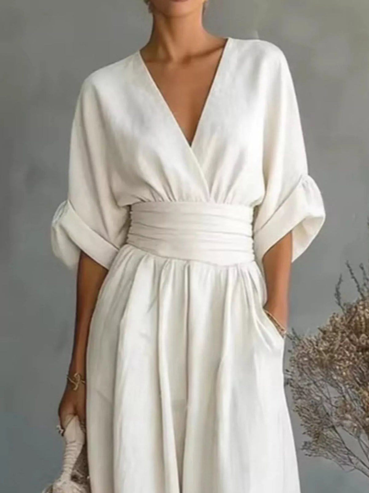 Full Size Half Sleeve Wide-Leg Jumpsuit Plus Size - Lilixa.store