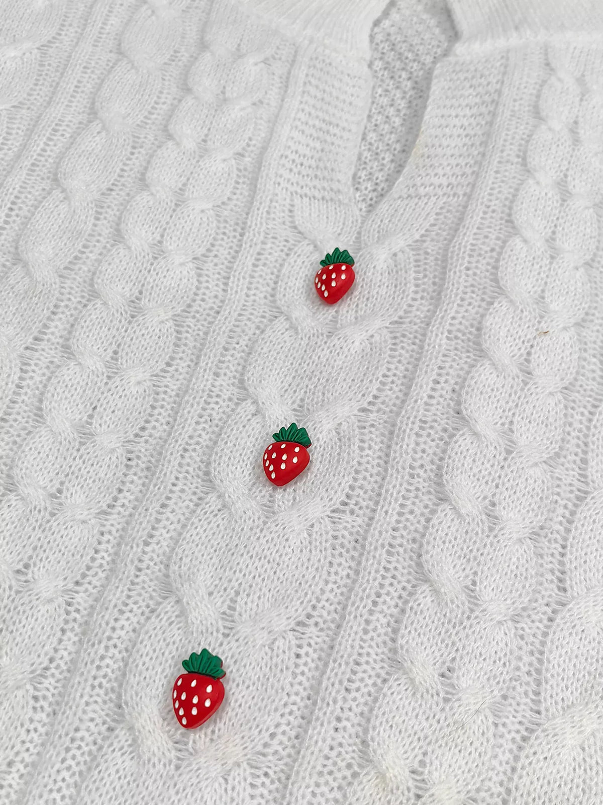 Plus Size Strawberry Cable Knit Sweater Dress - Lilixa.store