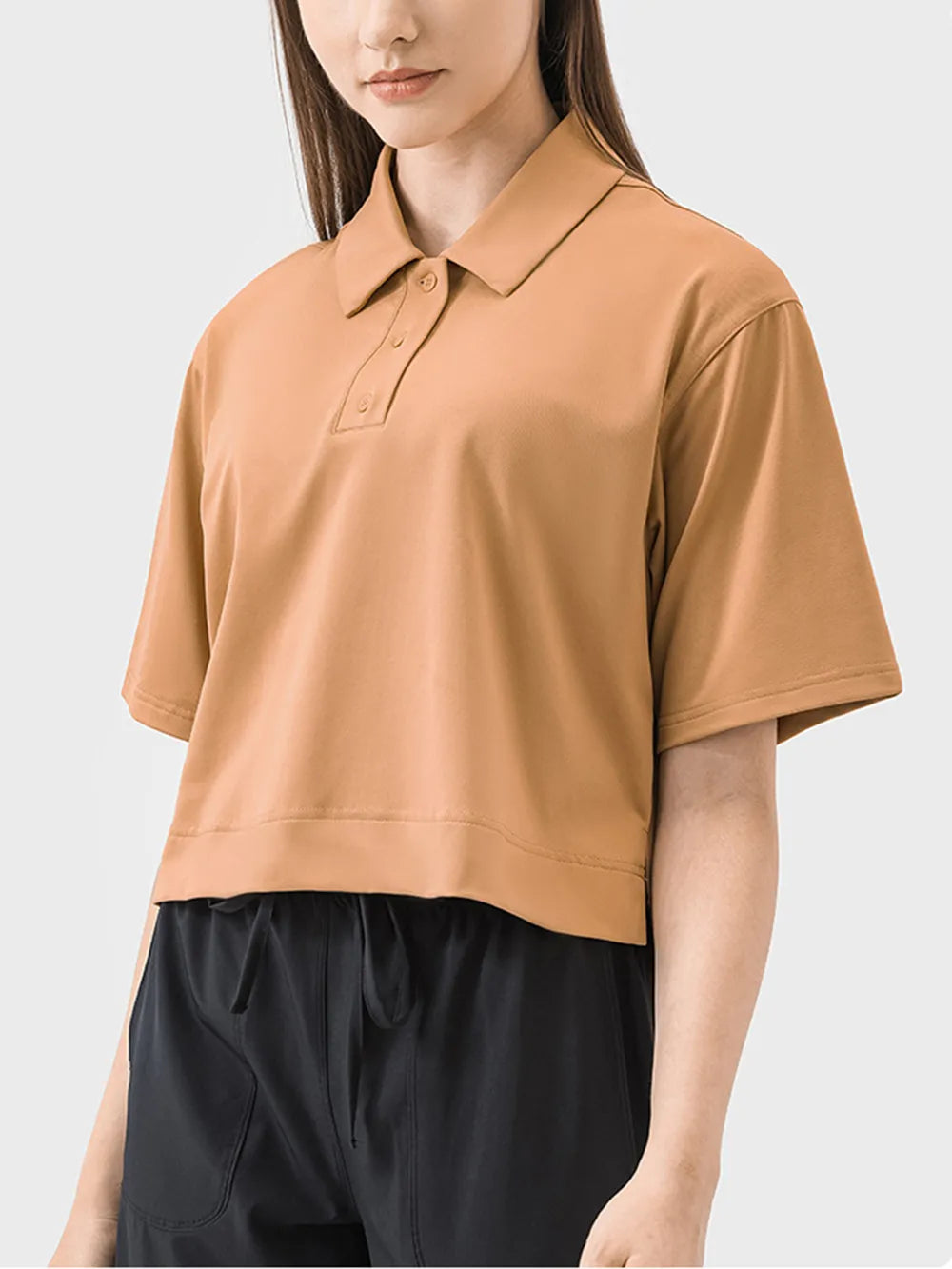Millennia Half Button Short Sleeve Active T-Shirt - Lilixa.store