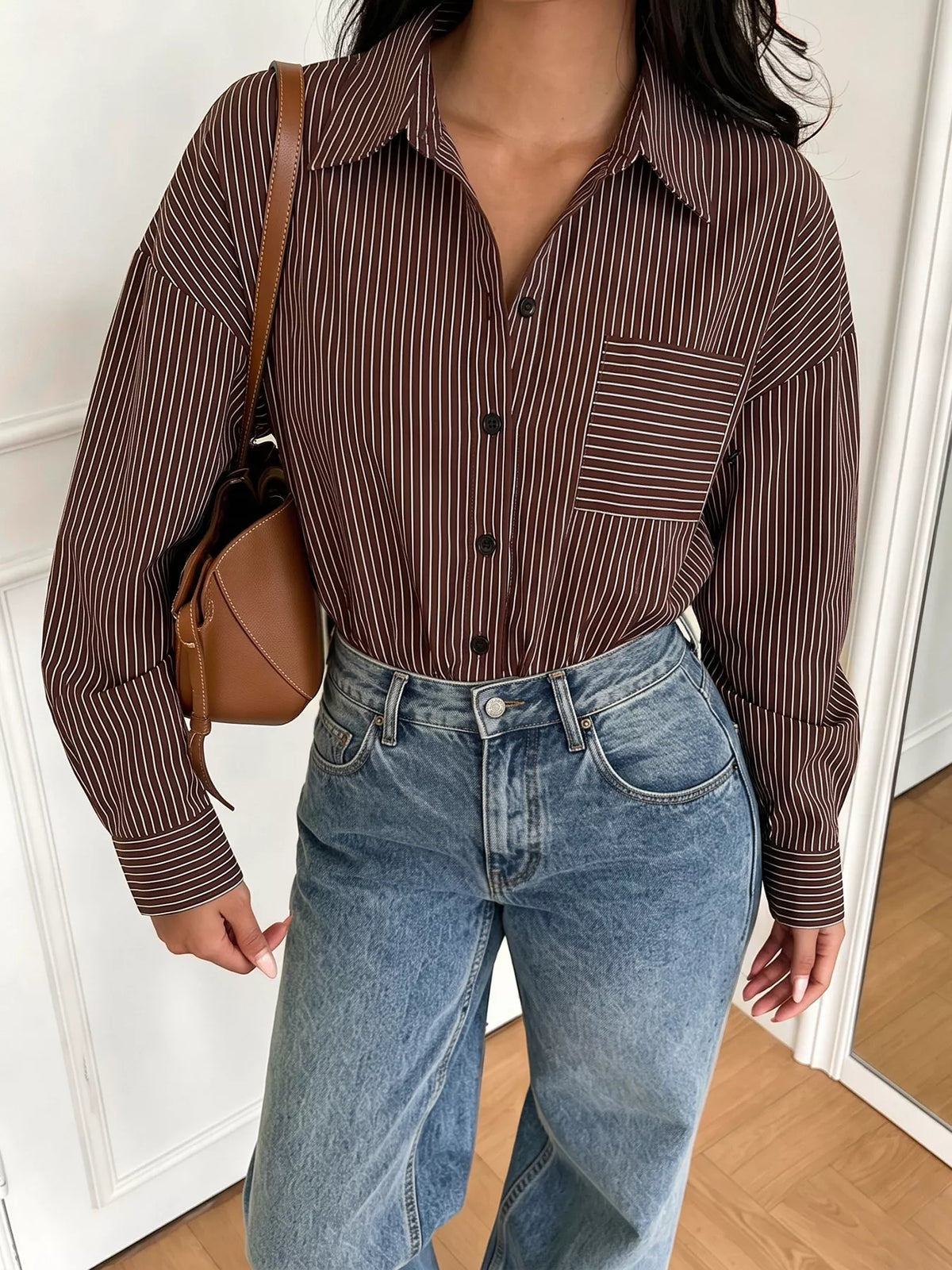 Striped Button-Up Bodysuit - Lilixa.store