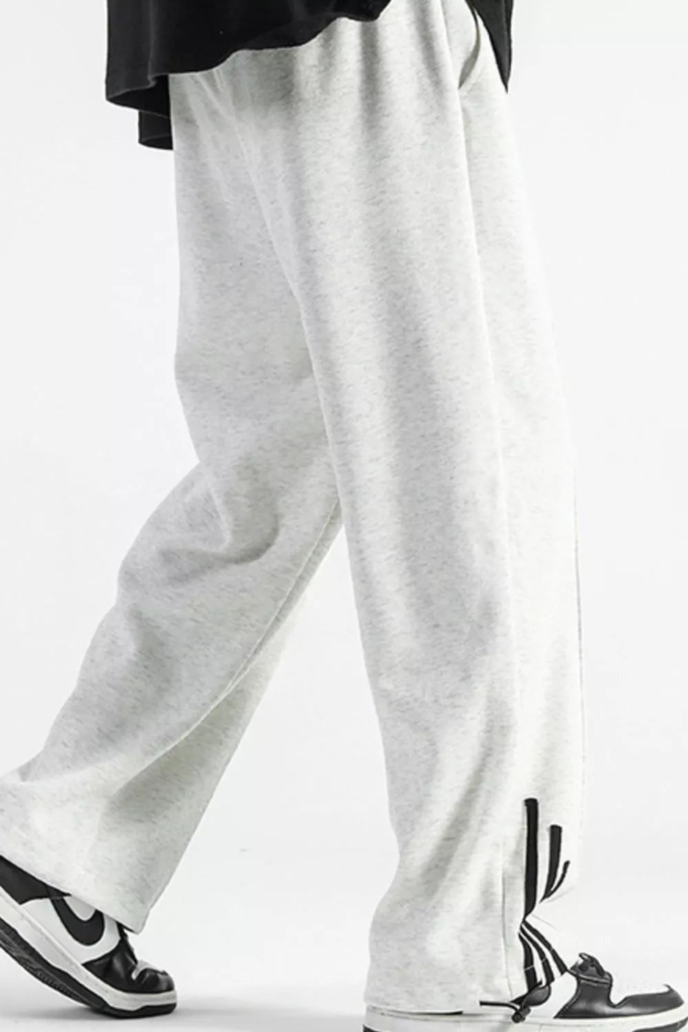 Men's Plus Size Casual Loose Fit Sweatpants with Striped Detail