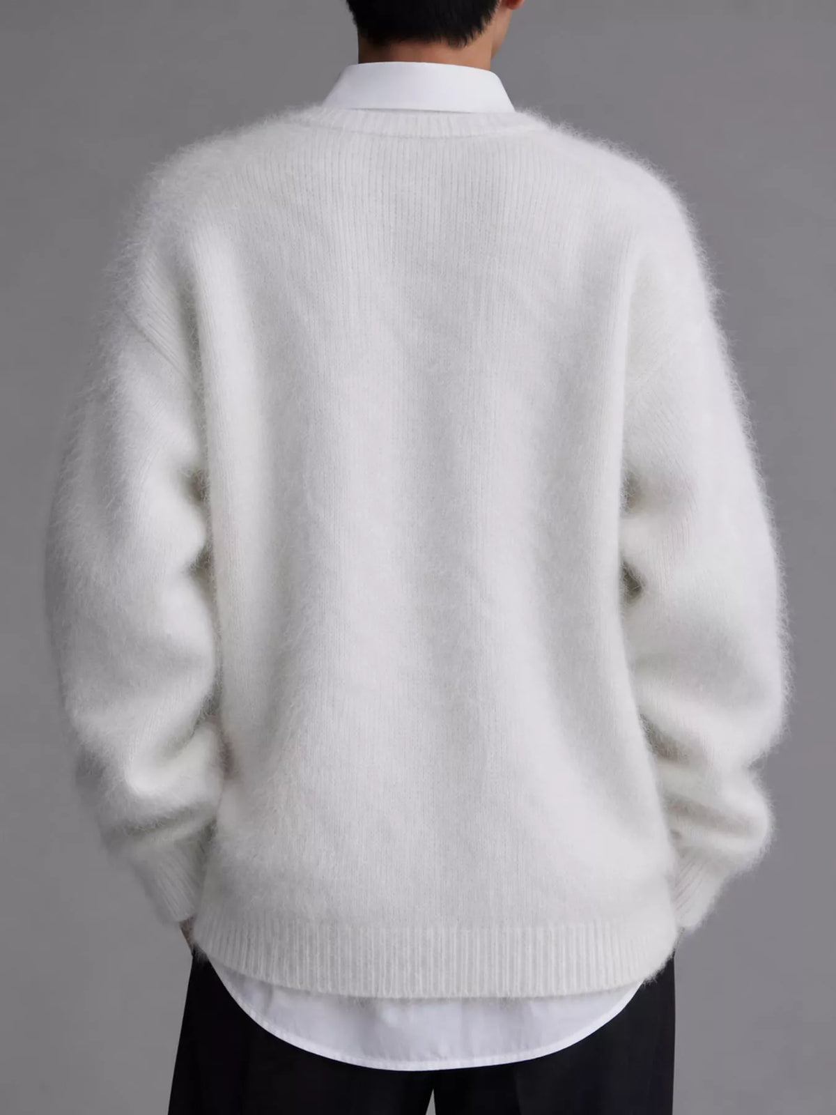 Fuzzy V-Neck Button-Down Cardigan, view 8