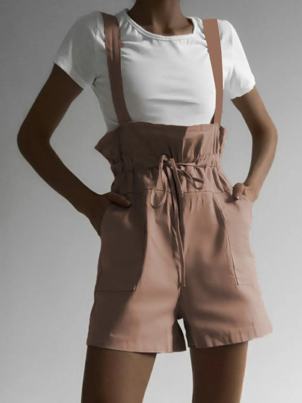 Drawstring Wide Strap Overalls with Pockets - Lilixa.store
