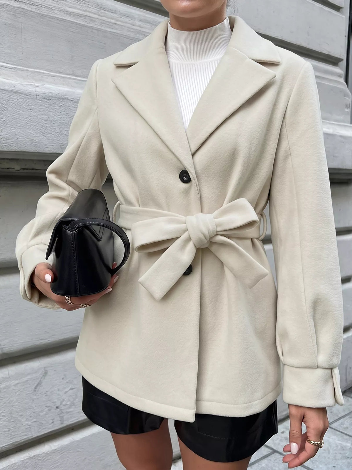 Lapel Collar Button Up Outerwear - Lilixa.store