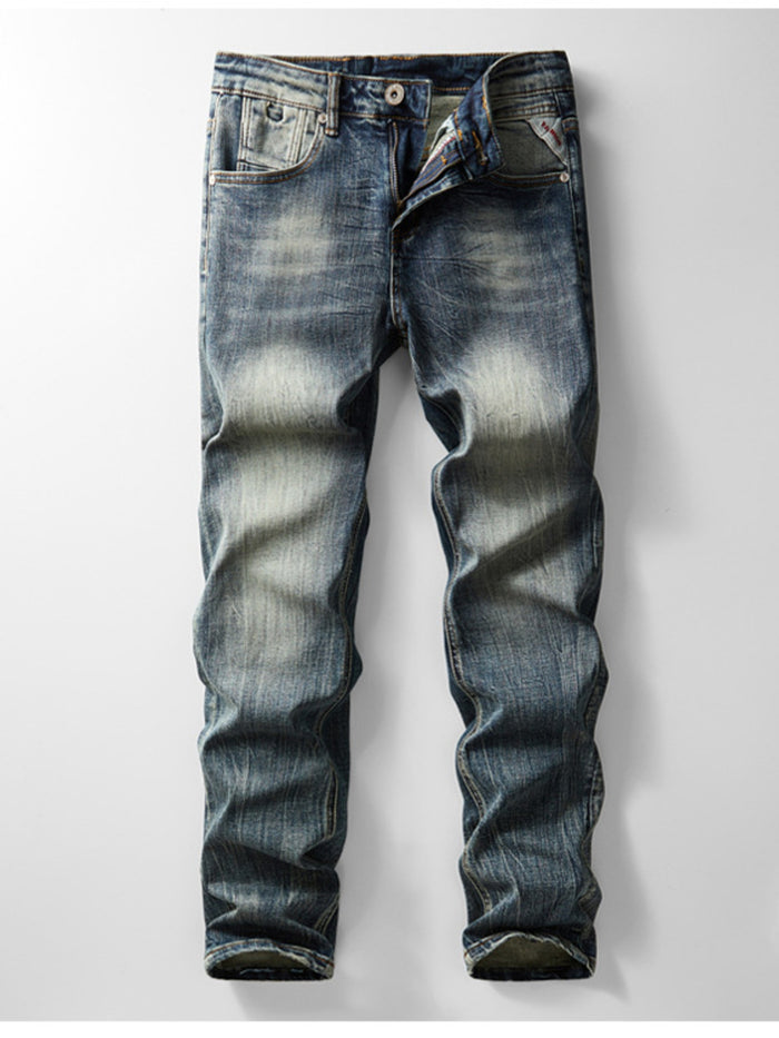 Men's Vintage Wash Slim Fit Jeans - Lilixa.store
