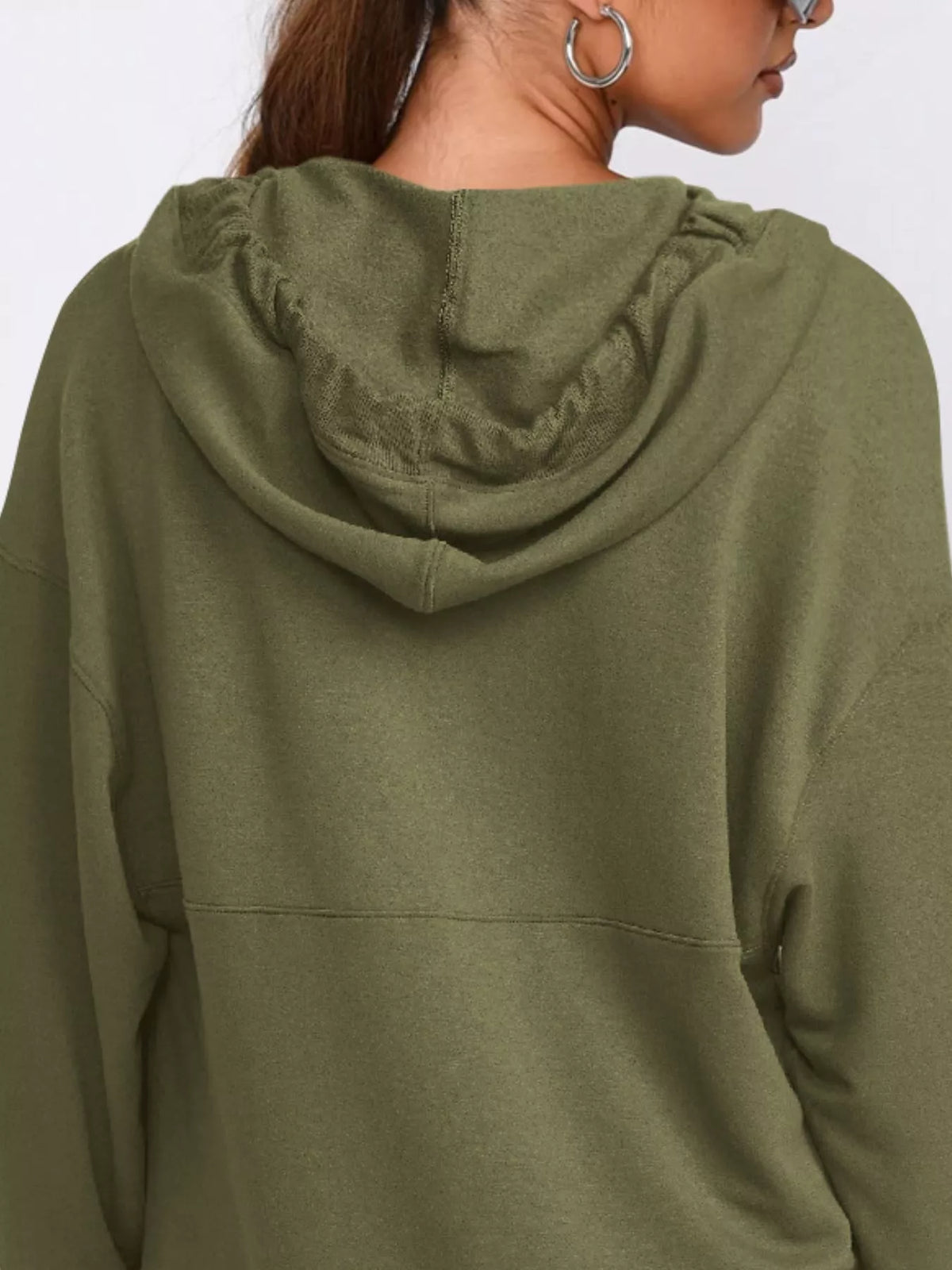 Drawstring Kangaroo Pocket Long Sleeve Hoodie - Lilixa.store