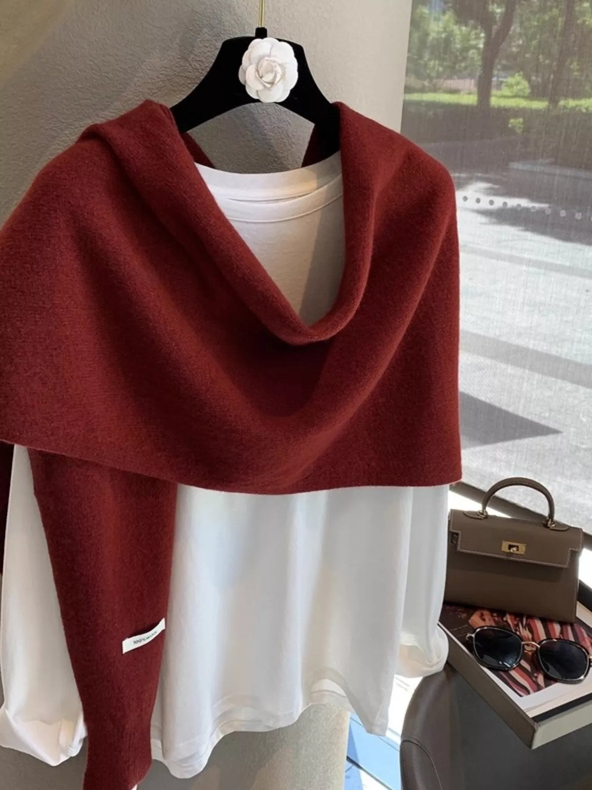 Wool Knitted Asymmetrical Shawl - Lilixa.store