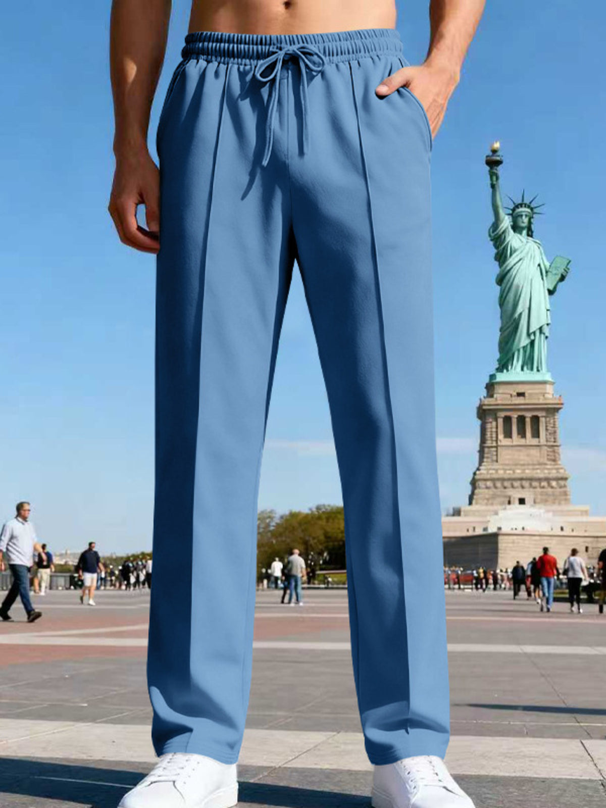 Men's Full Size Drawstring Straight Leg Pants Plus Size