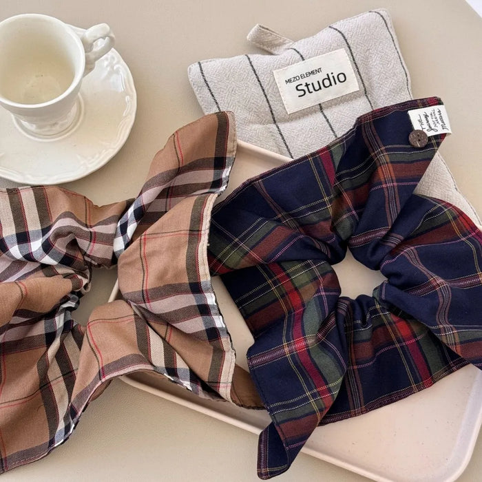 Contrast Plaid Elastic Hair Scrunchy - Lilixa.store
