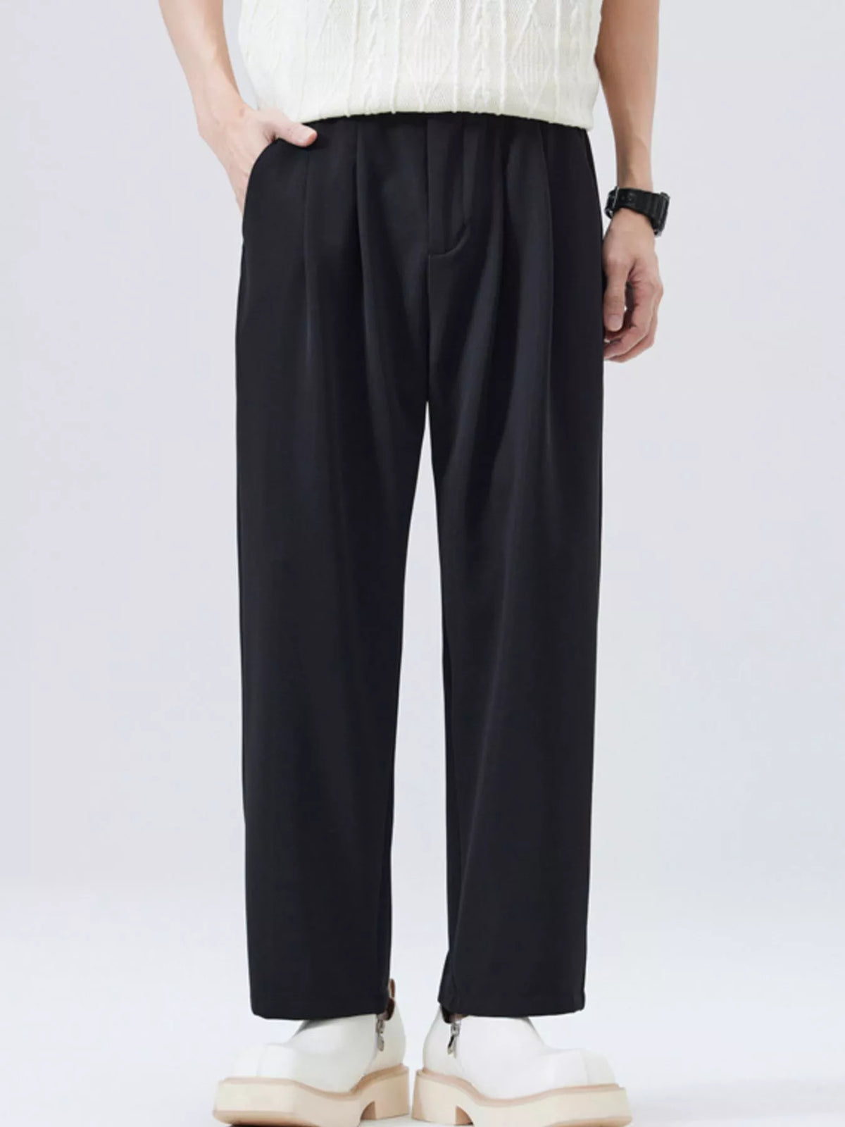 Men's Full Size Casual Loose Fit Pants Plus Size in Black