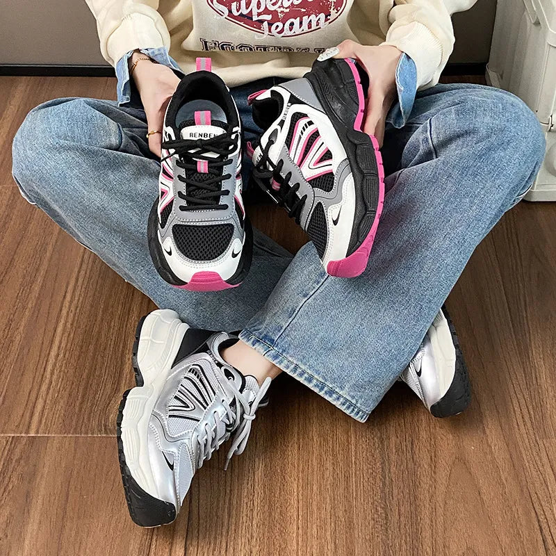 Lace-Up Platform Athletic Shoes - Lilixa.store