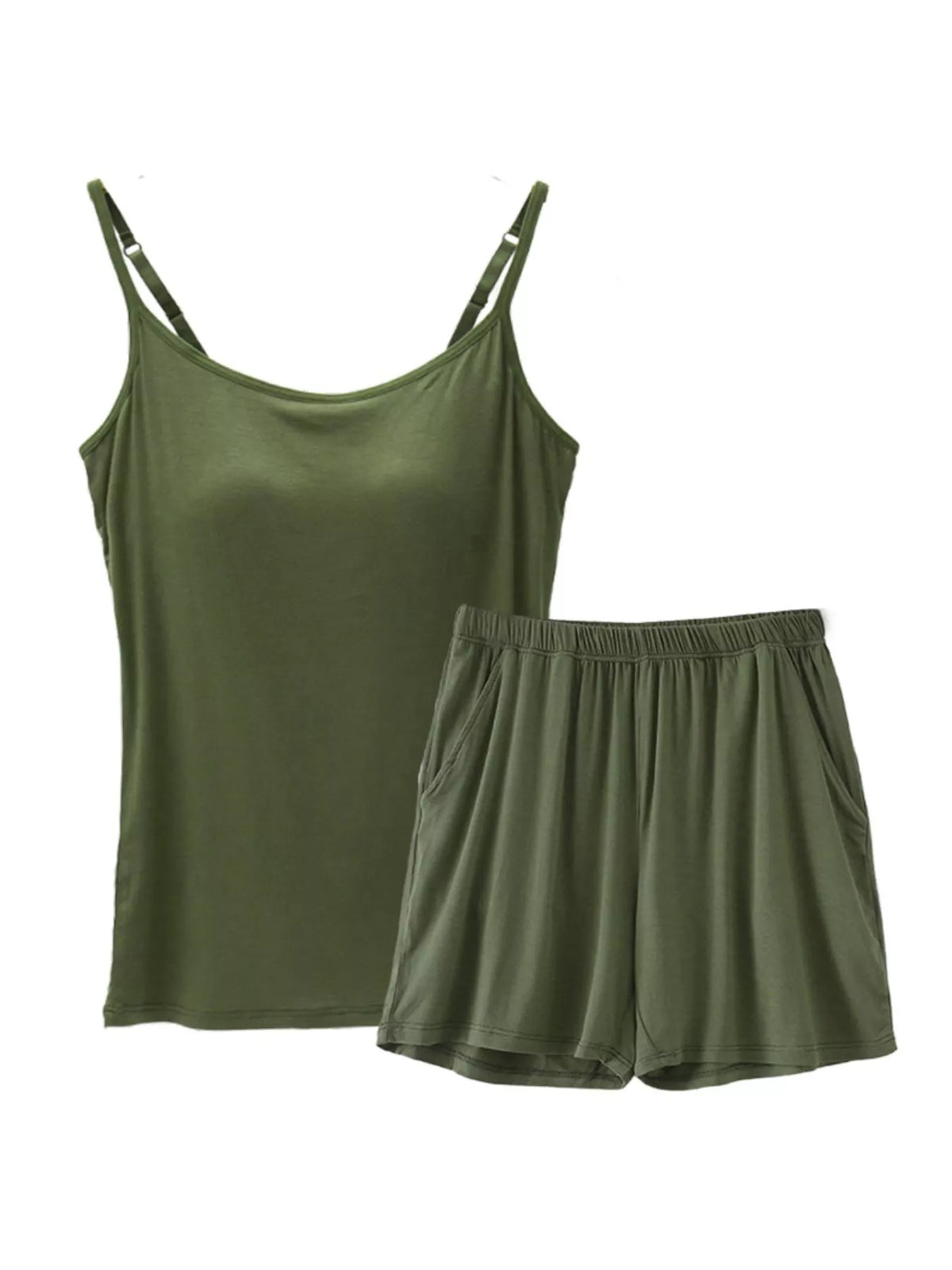 Plus Size Modal Adjustable Strap Padded Cami and Shorts Set - Lilixa.store
