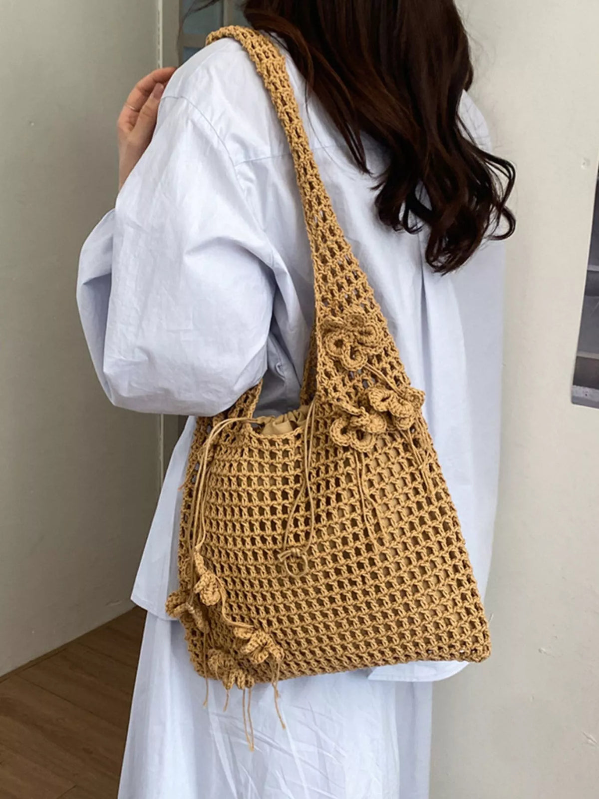 Crochet Flower Hobo Shoulder Bag - Lilixa.store