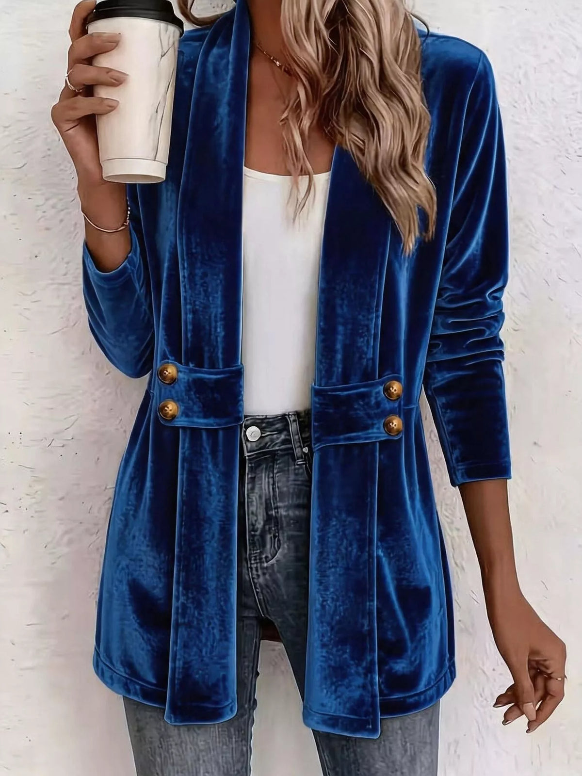Full Size Velvet Open-Front Cardigan Plus Size - Lilixa.store