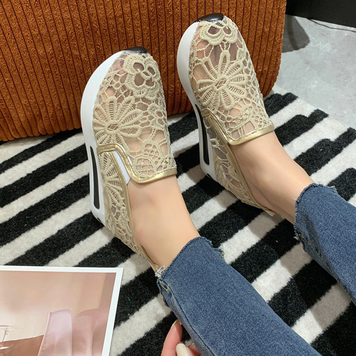 Lace Breathable Platform Slip-On, view 9