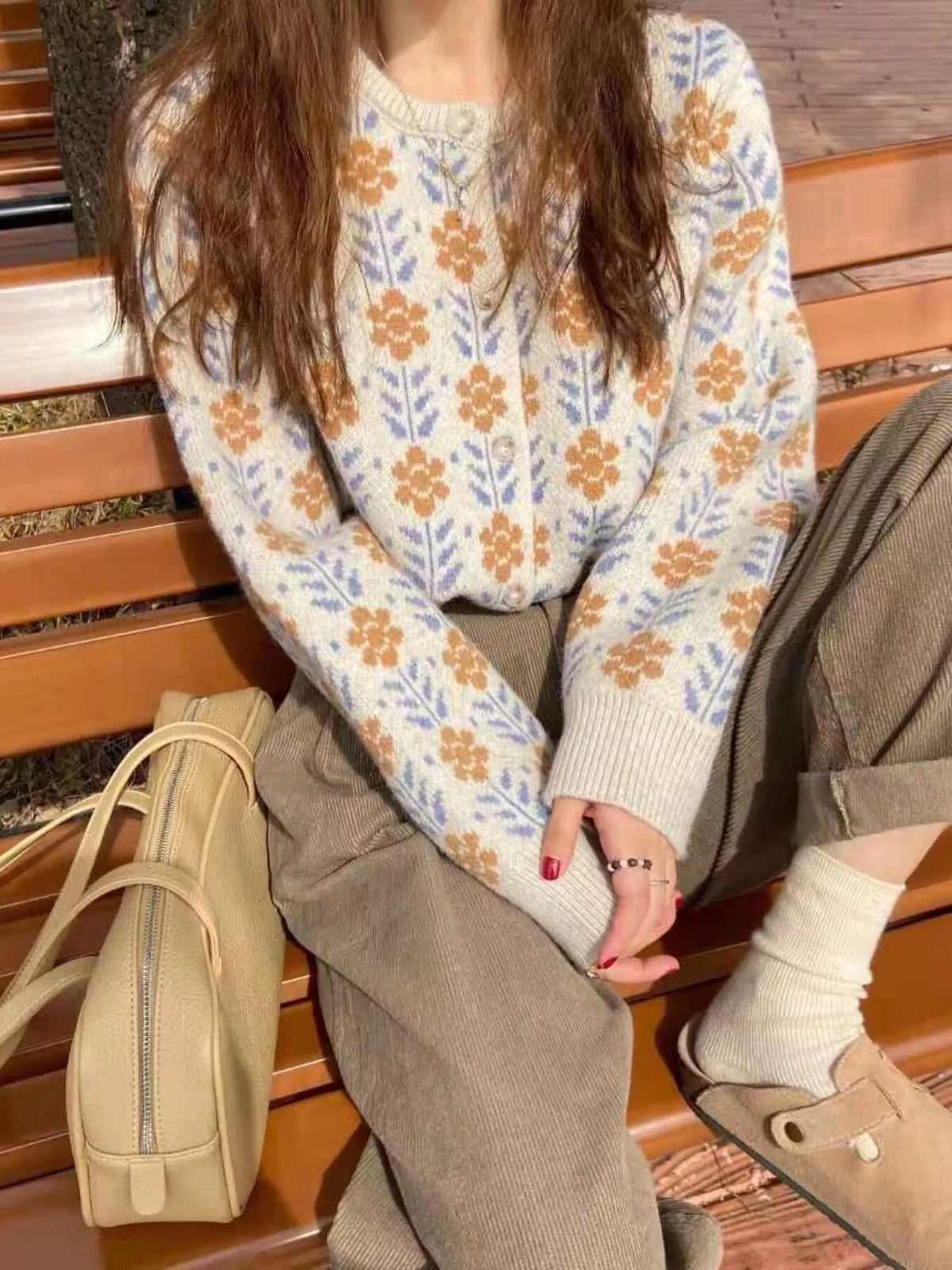 Floral Button Up Knit Cardigan - Lilixa.store