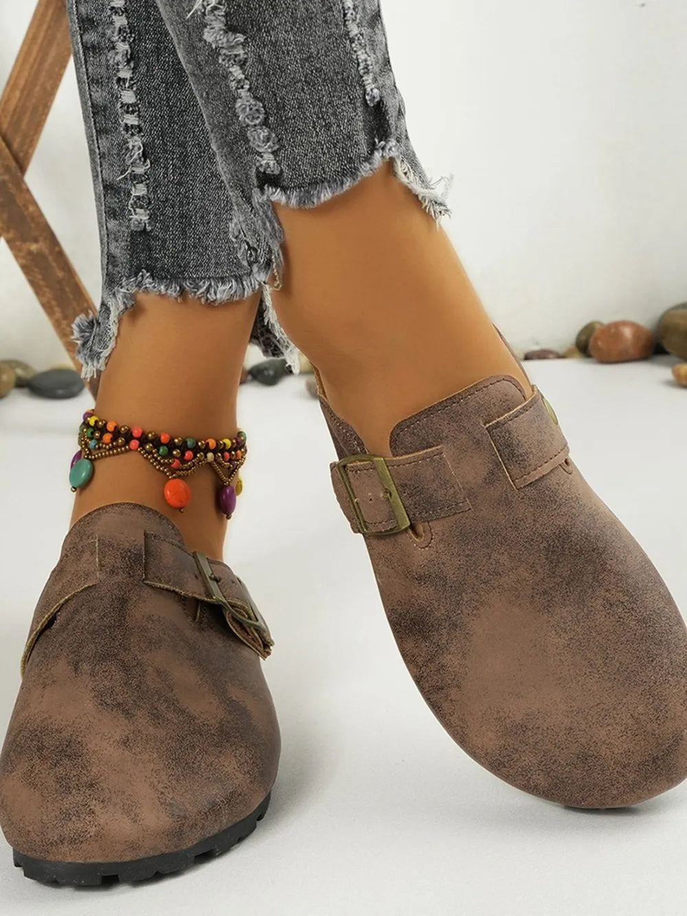 Round Toe Buckle Slip-Ons, view 7