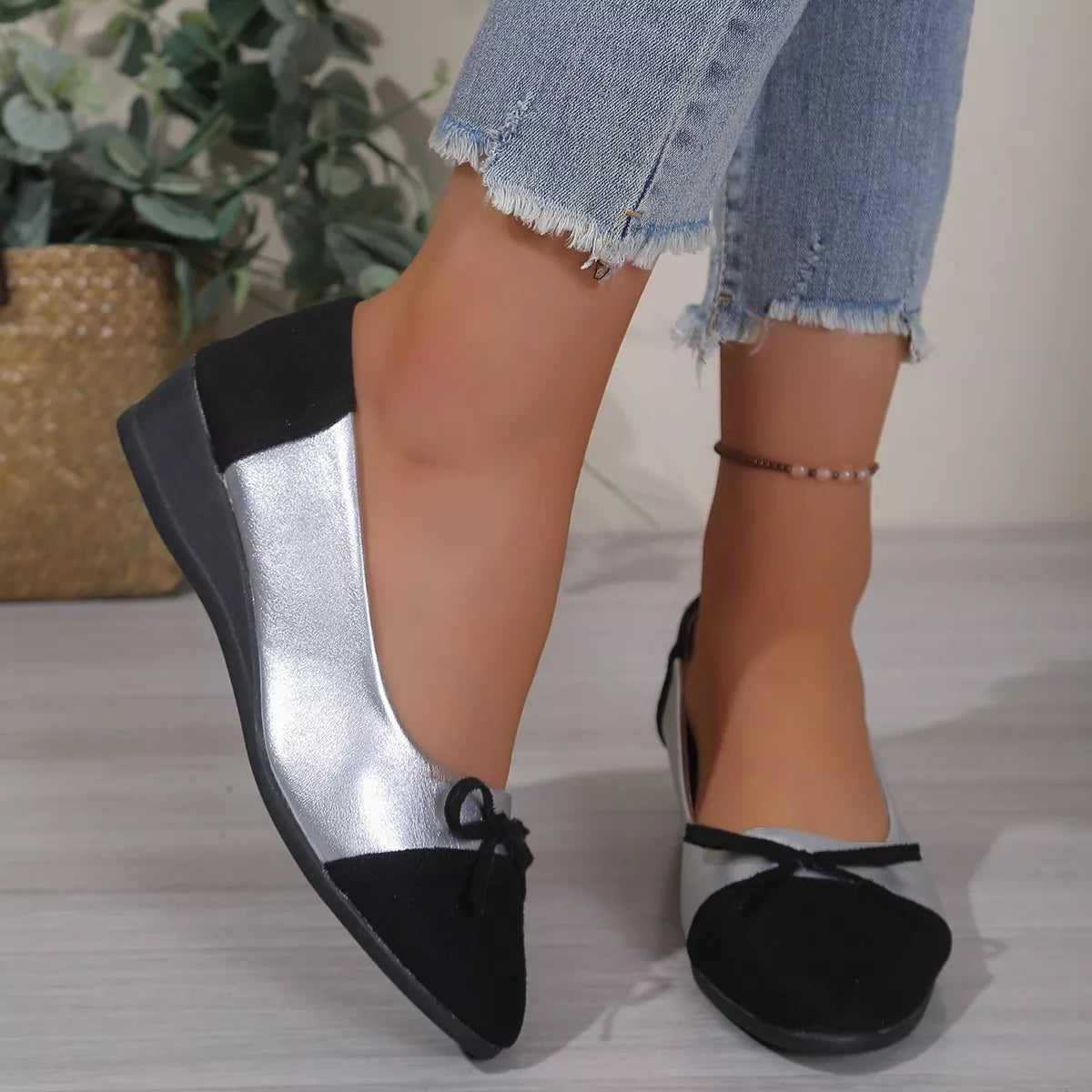 Bow Accent Two-Tone Slip-Ons, view 2