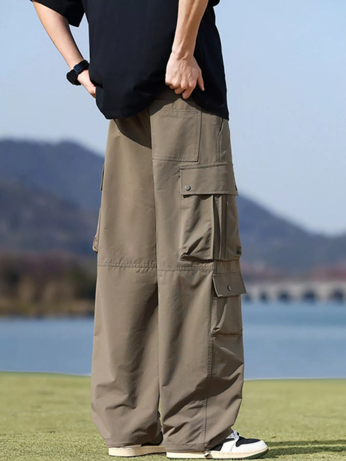 Men's Plus Size Loose Fit Multi-Pocket Cargo Pants, view 9