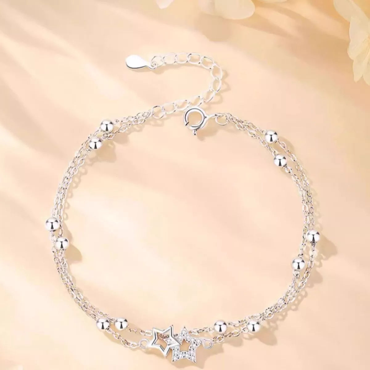 925 Sterling Silver Zircon Star Chain Bracelet - Lilixa.store