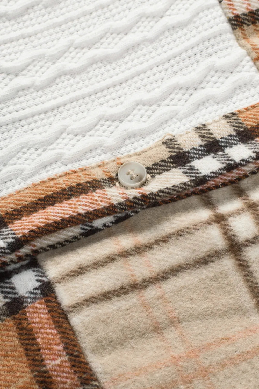Plaid Button Up Long Sleeve Shacket in Sherbet, view 13