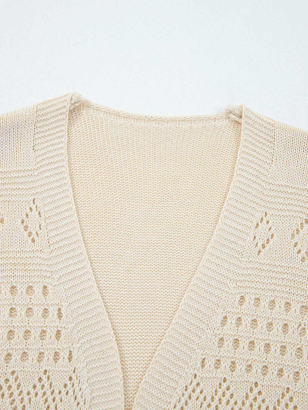 Hollowed Knit Open Front Cardigan - Lilixa.store