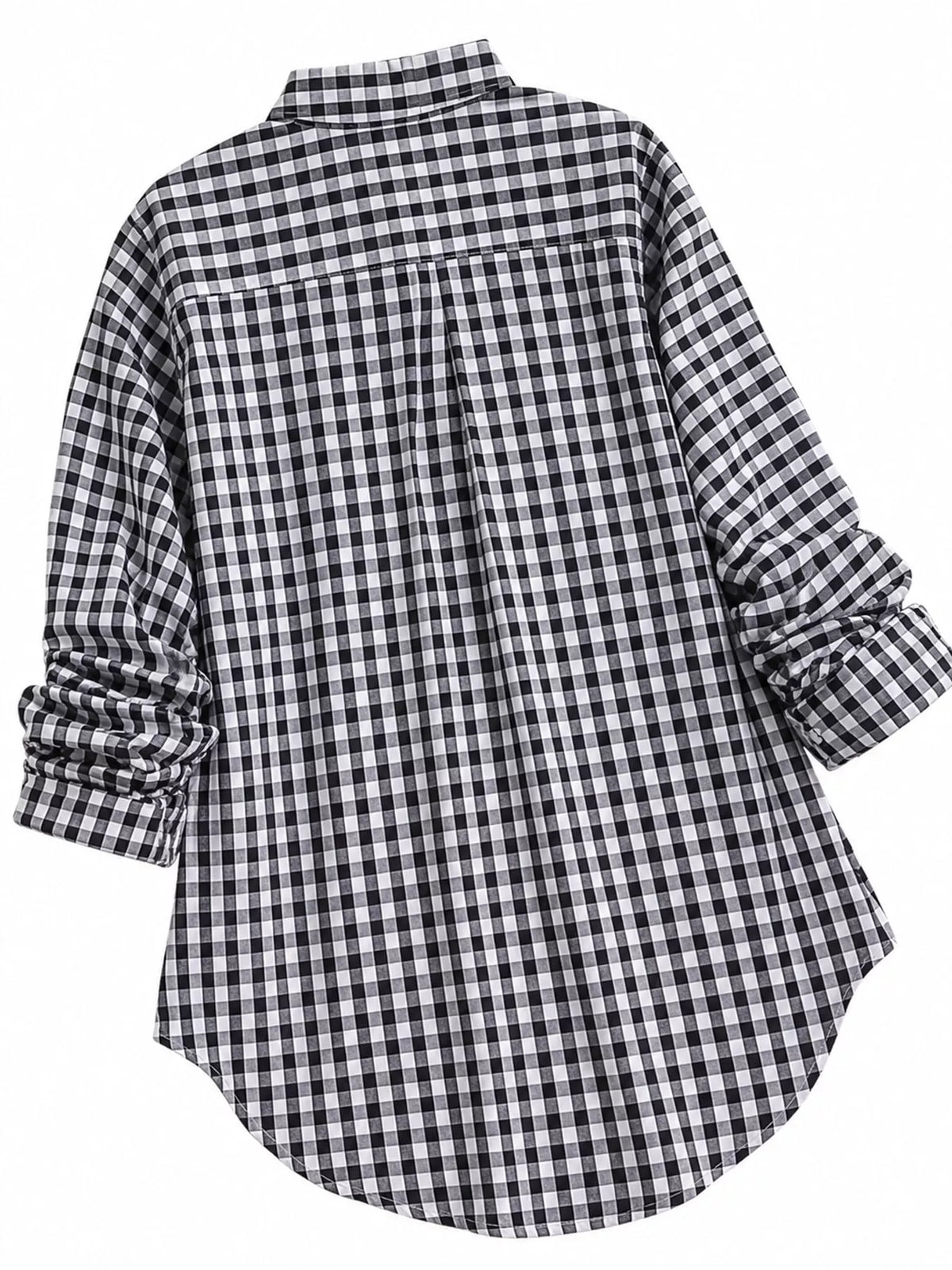 Plus Size Plaid Button-Down Long Sleeve Shirt, view 5