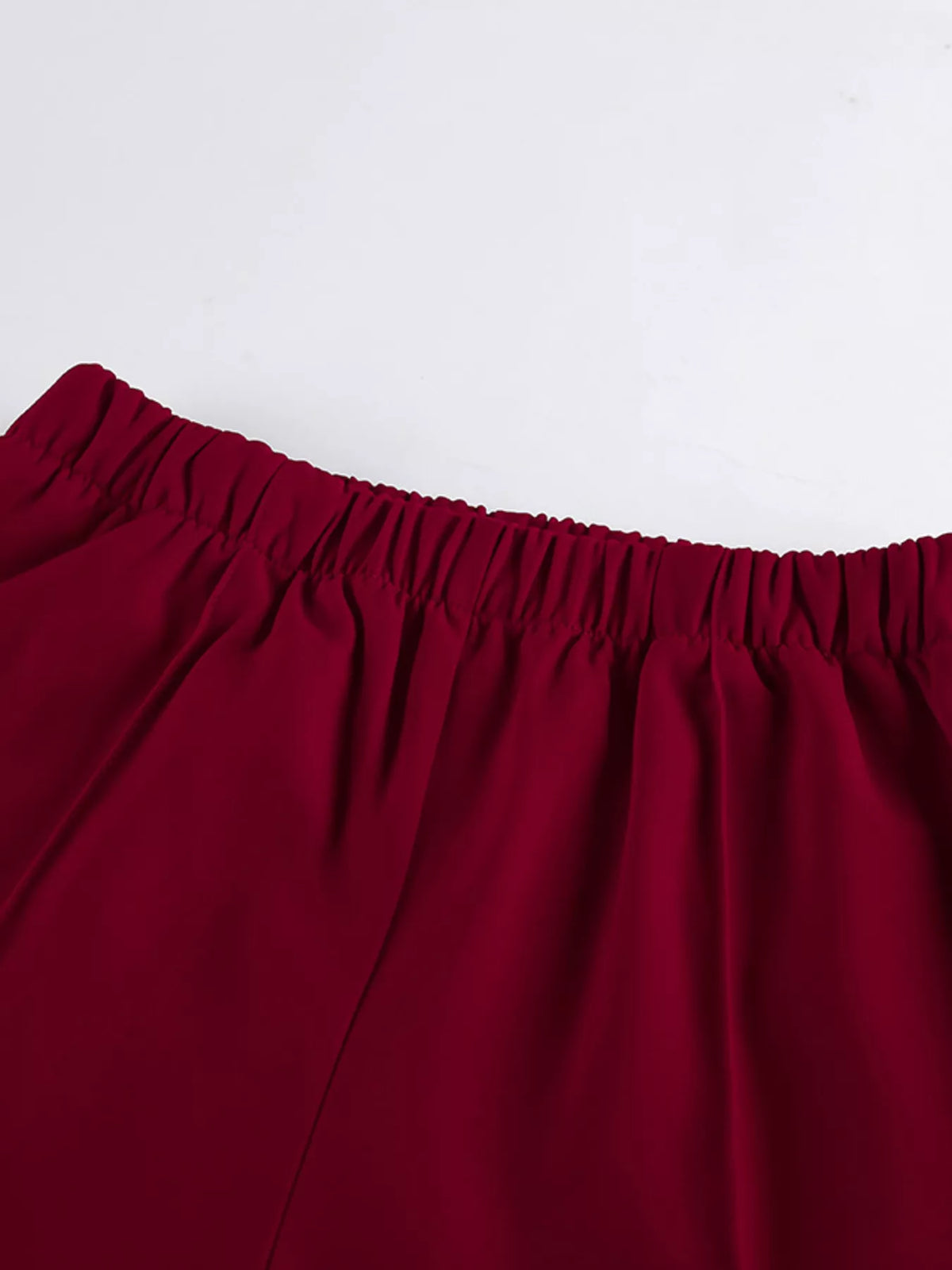 Lapel Collar Blazer and Wide-Leg Pants Set in Wine Red, view 16