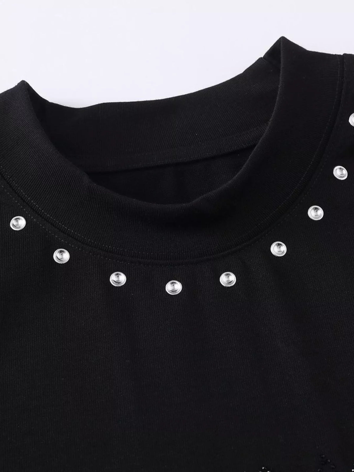 Men's Rhinestone Mock Neck T-Shirt