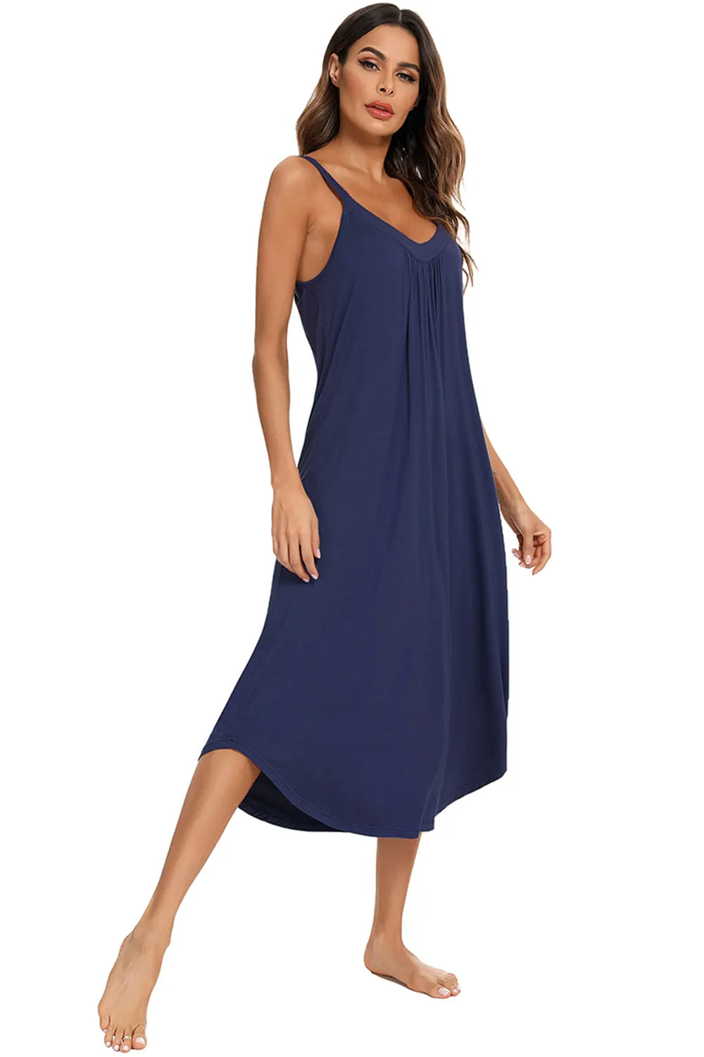 V-Neck Midi Lounge Dress - Lilixa.store