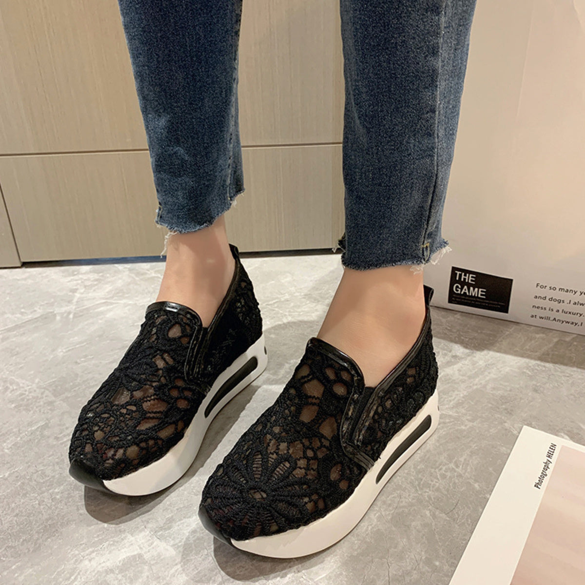 Lace Breathable Platform Slip-On, view 4