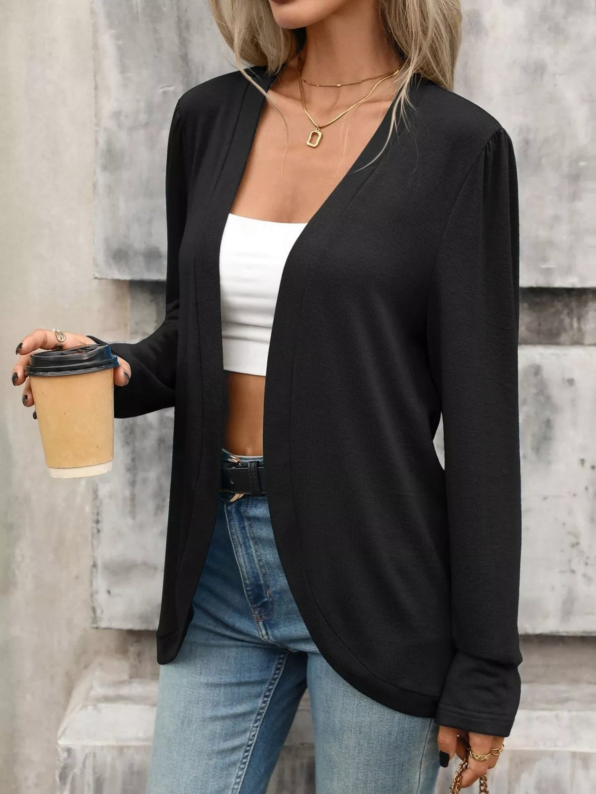 Open Front Long Sleeve Cardigan - Lilixa.store