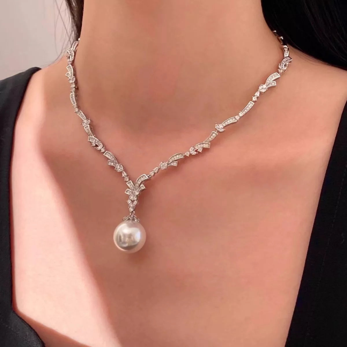 Zircon Pearl Pendant Necklace - Lilixa.store