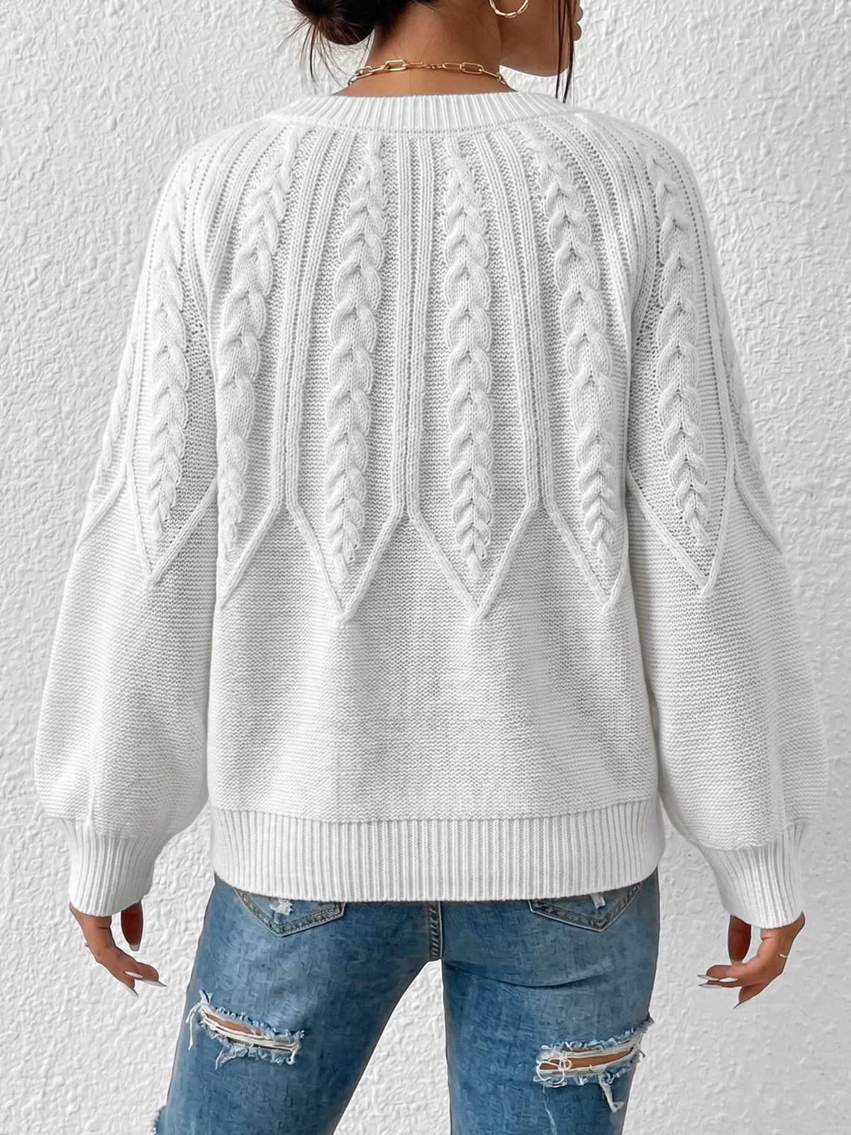 Cable-Knit Round Neck Sweater