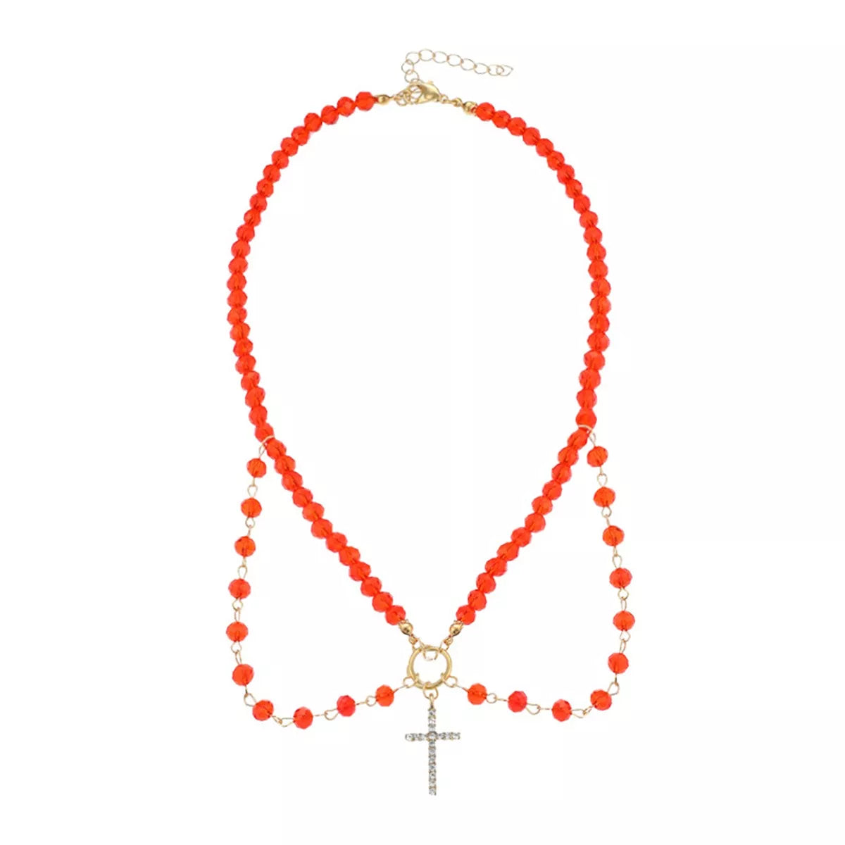 Halloween Beaded Cross Pendant Necklace