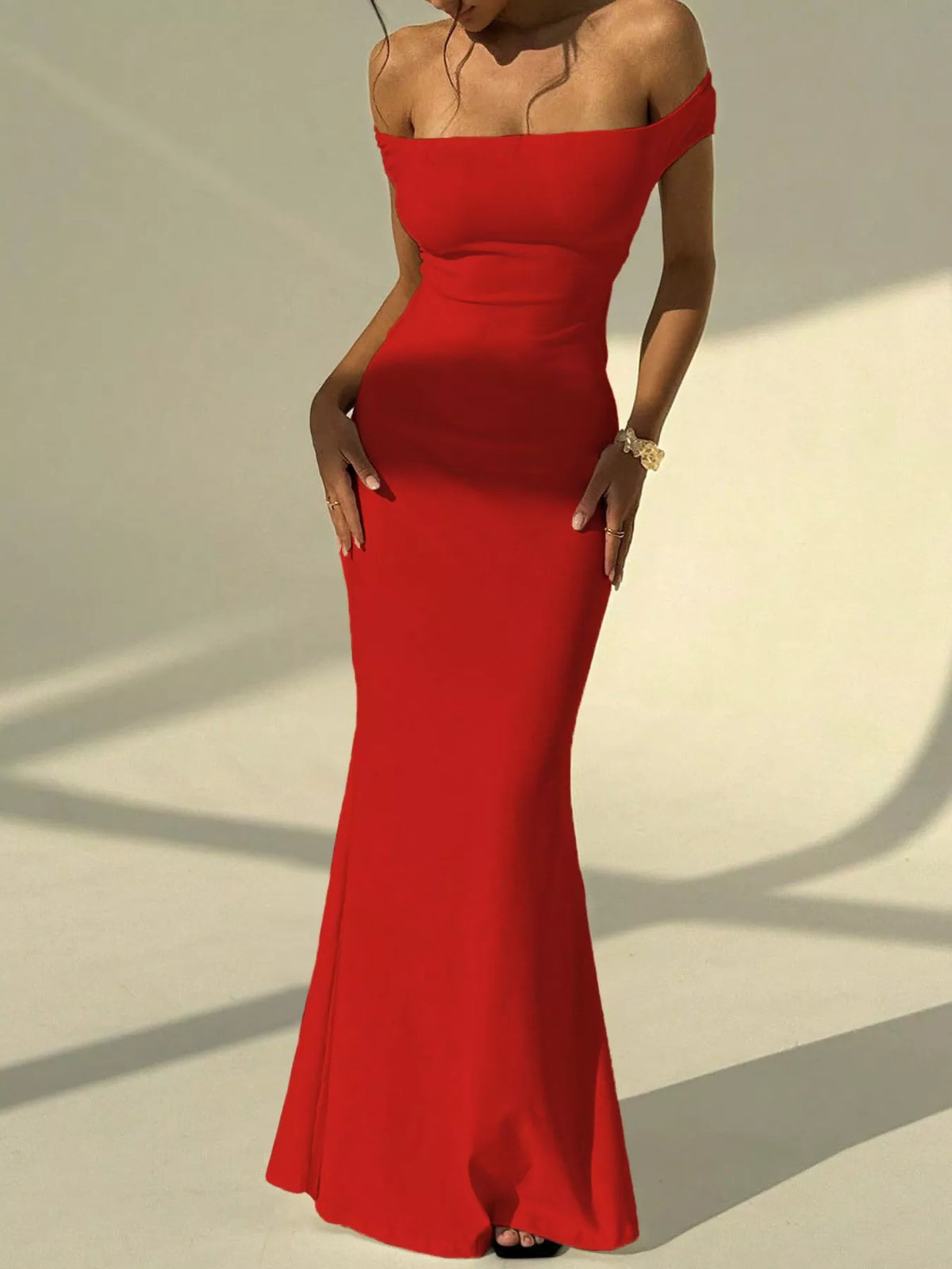 Backless Off-Shoulder Bodycon Mermaid Maxi Dress - Lilixa.store