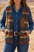 Patterned Fleece Vest Coat - Lilixa.store