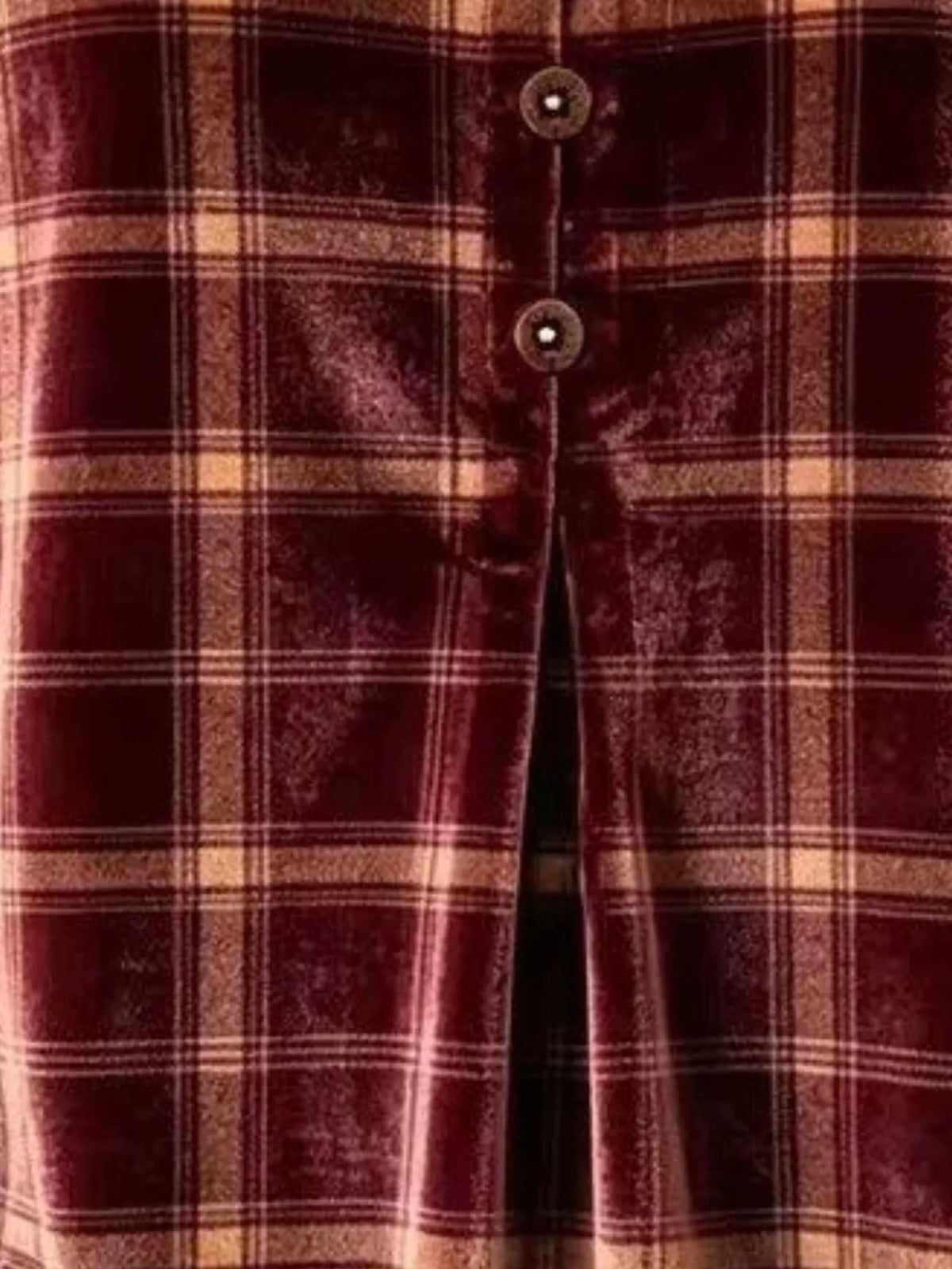 Full Size Plaid Velvet Flounce Sleeve Blouse Plus Size, view 5