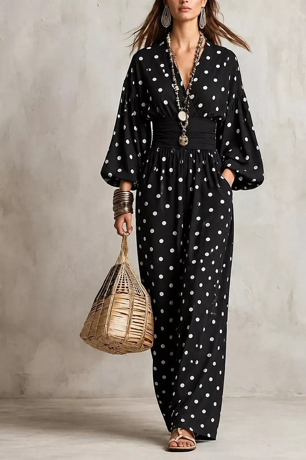 Polka Dot Wide-Leg Jumpsuit