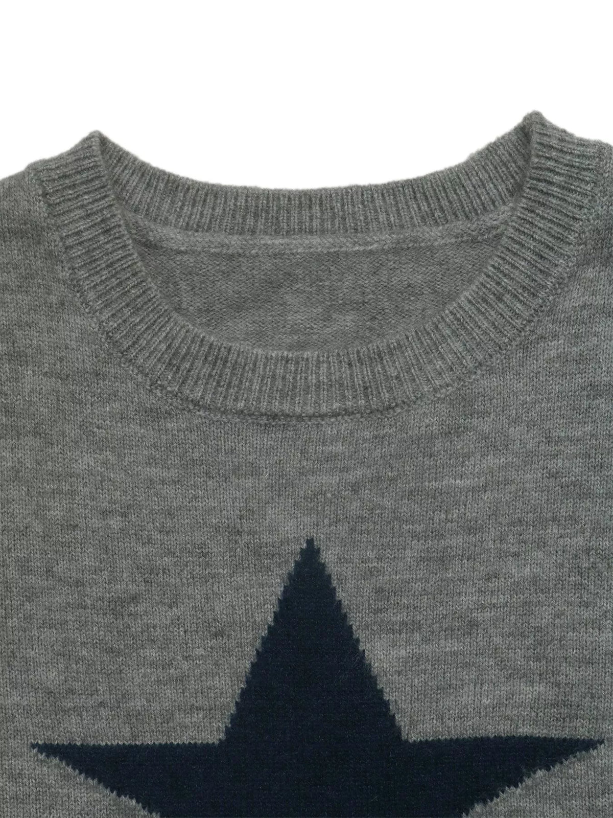 Star-Patterned Dropped Shoulder Sweater in Gray, view 7