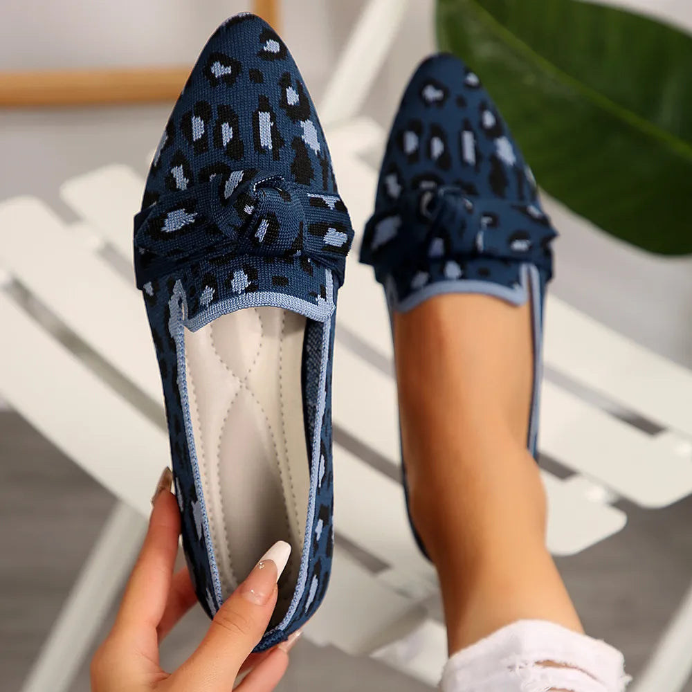 Mesh Point Toe Flat Slip-Ons in Dark Navy