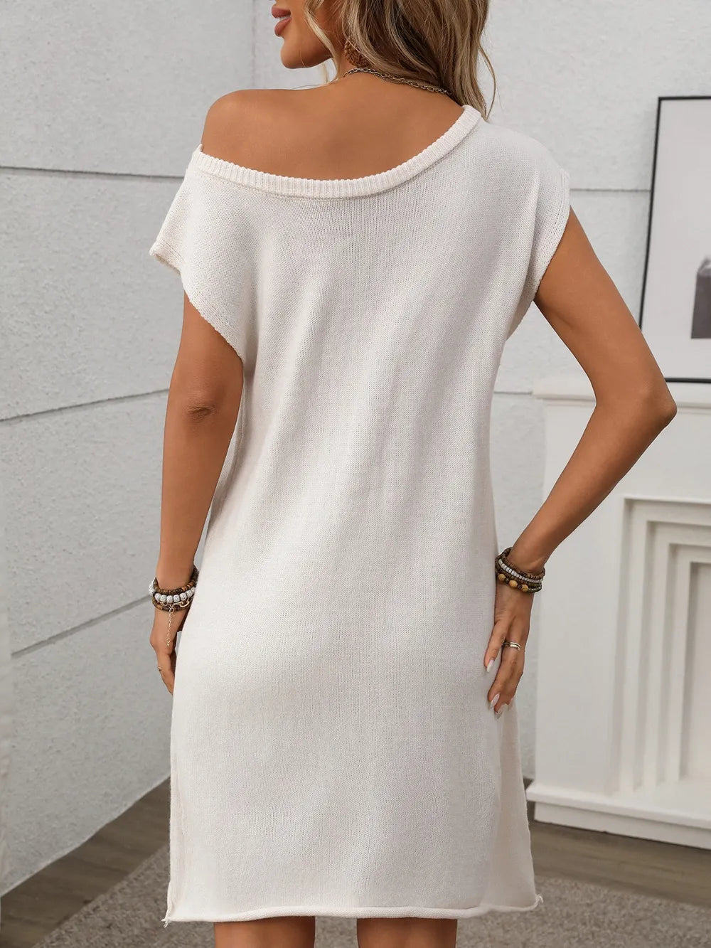 One Shoulder Mini Sweater Dress, view 4